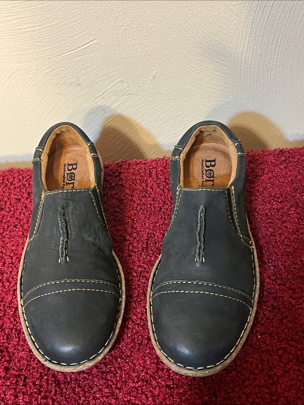 Born Nappa Black Nubuck Leather Slip On Shoes 8.5